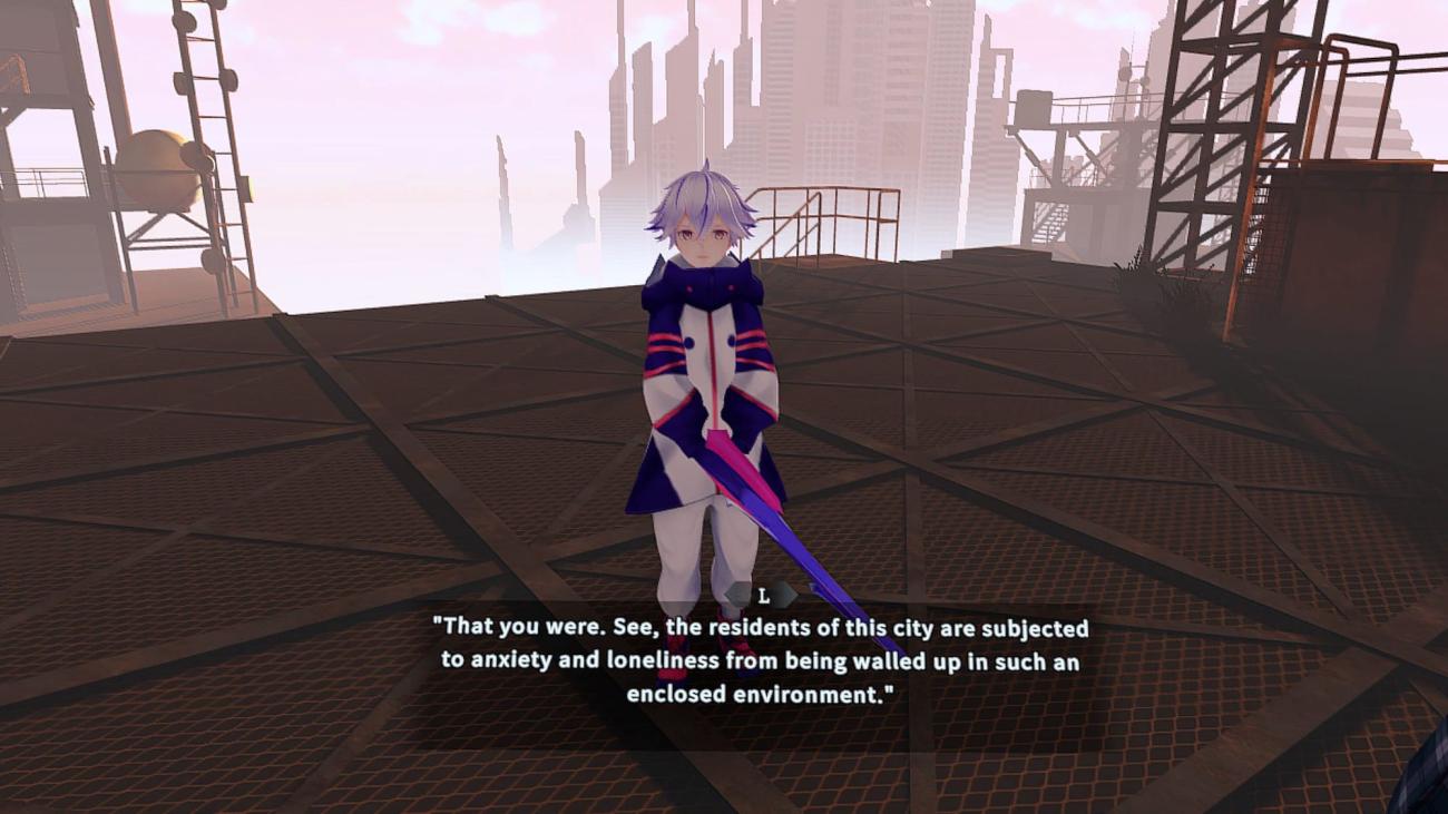 Скриншот Kamitsubaki City VR: пример интерфейса/туториала, где локализация местами недожата