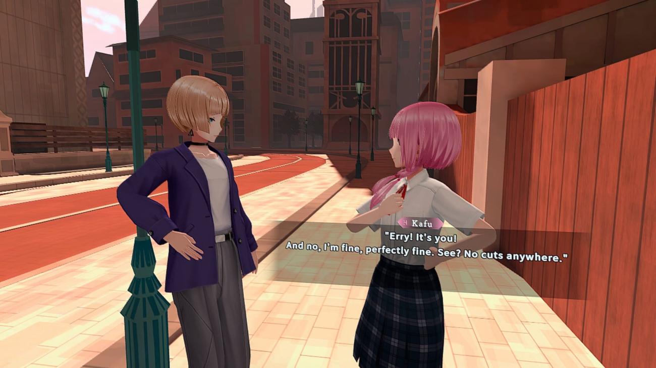 Скриншот Kamitsubaki City VR: футуристические улицы и много деталей вокруг